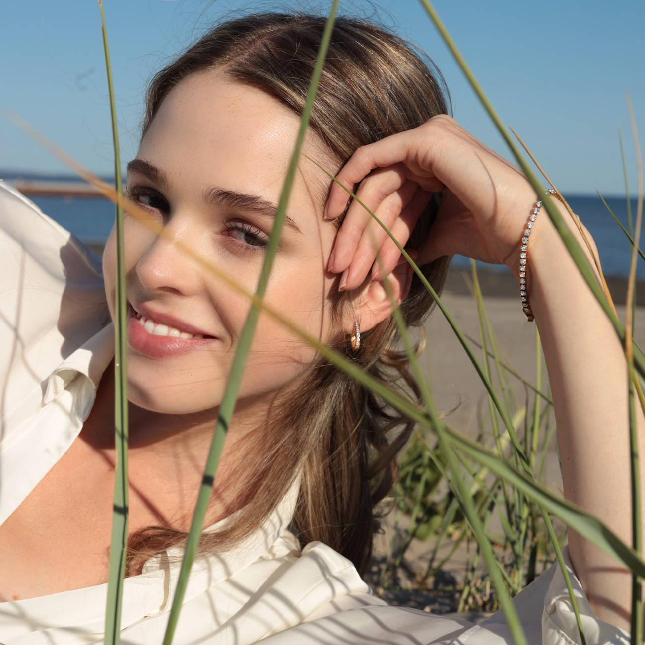 Cathinka crystal hoop earrings - Crystal clear