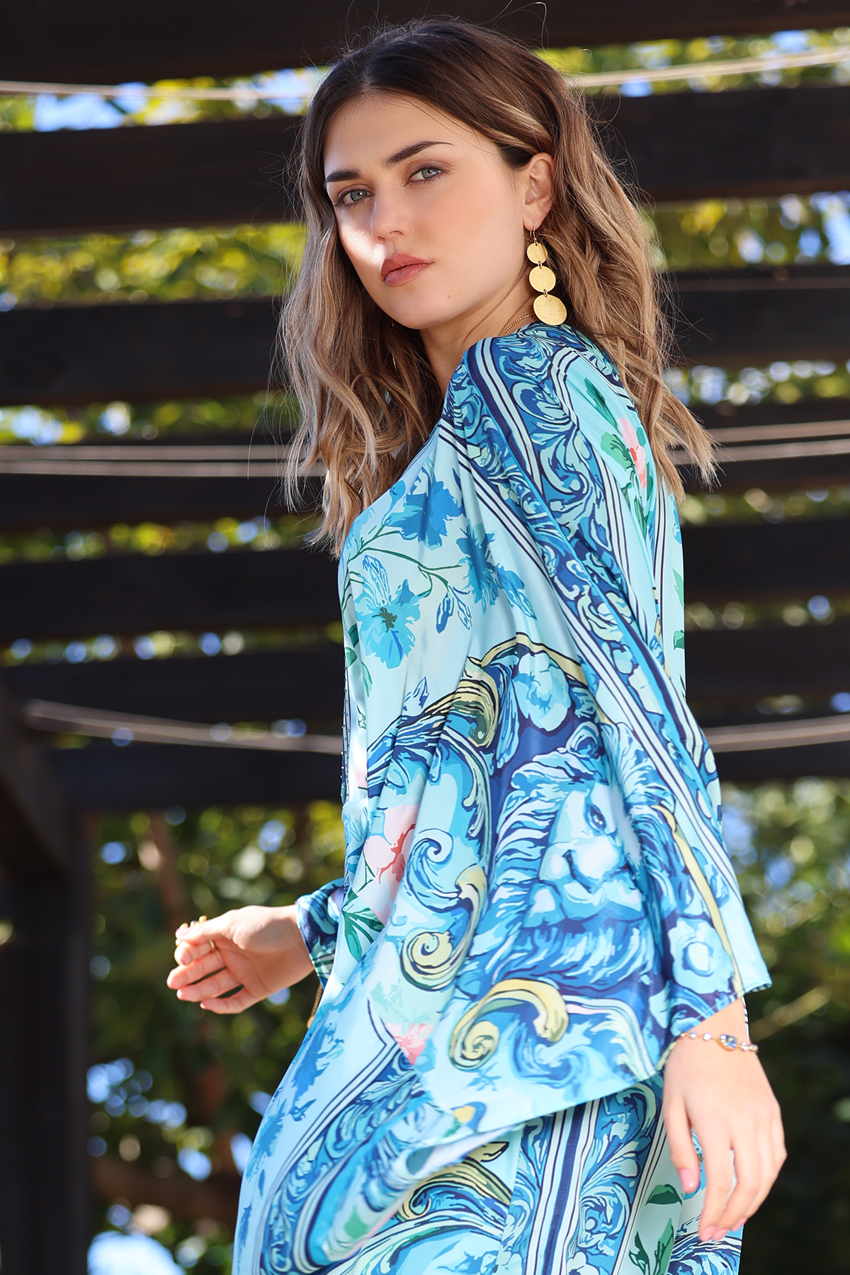 NB! FORHÅNDSSALG! Camilla silkekjole - Blue garden