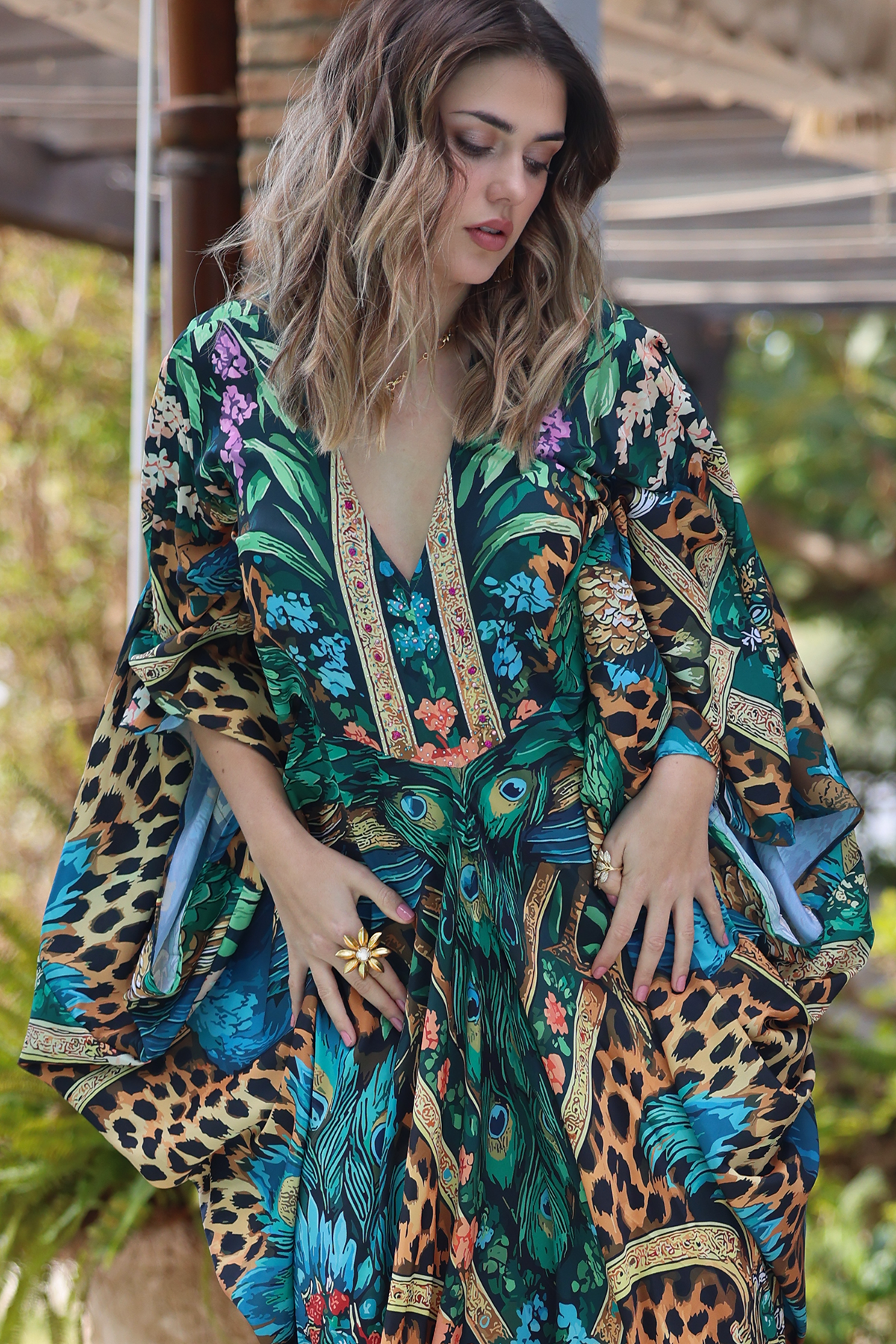 NB! FORHÅNDSSALG! Camilla silkekjole - Peacock