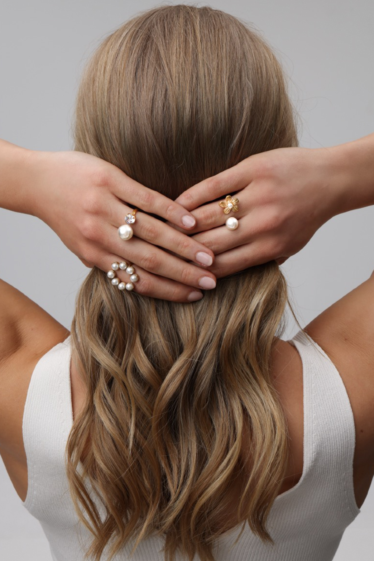 Ivy pearl ring, White - Adjustable