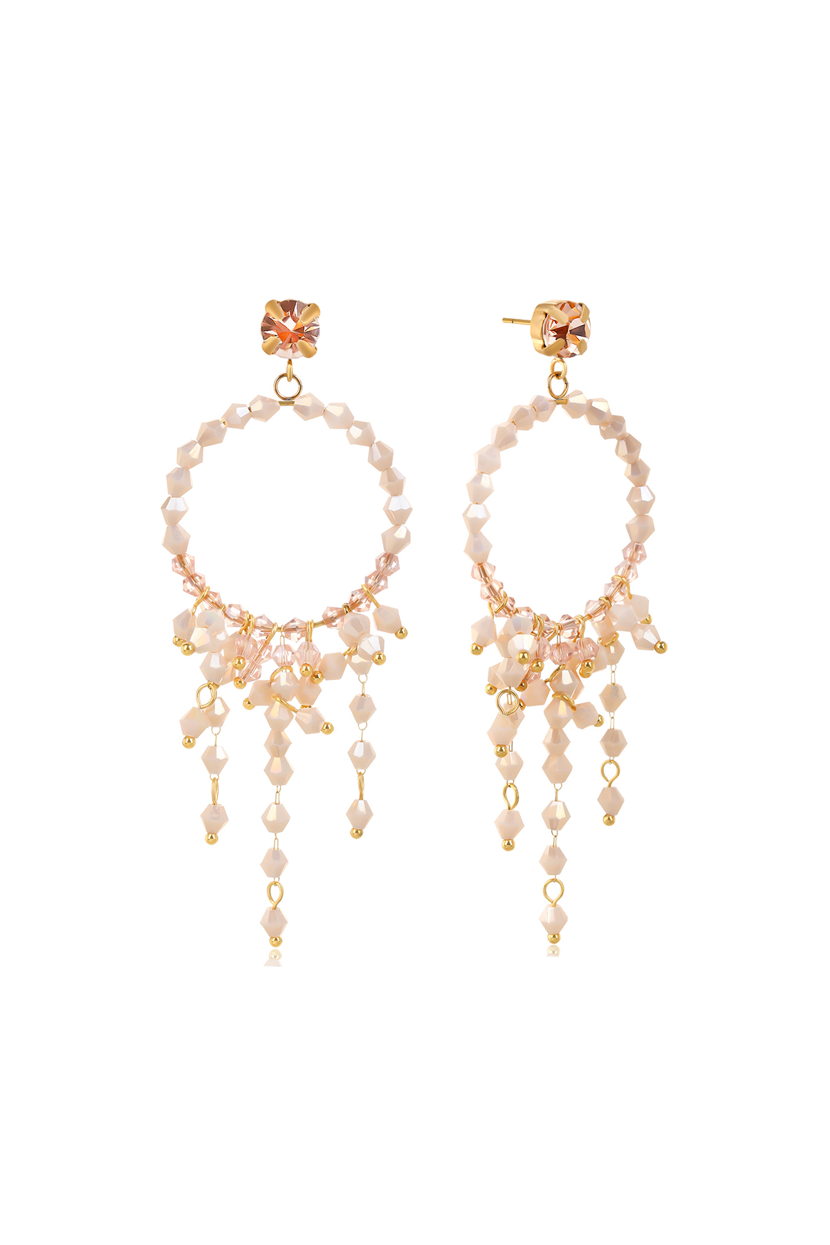 Chandelier earrings, Peach/pink