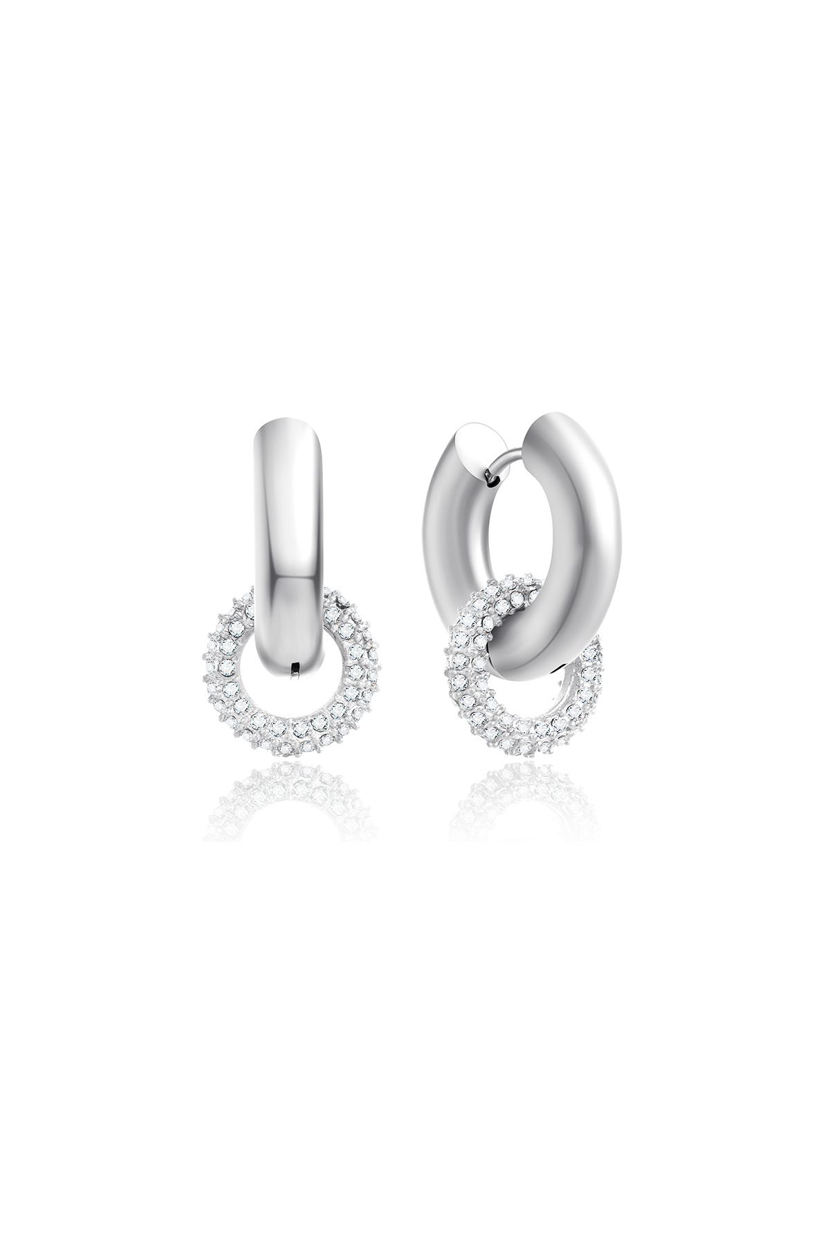 Jackie double hoop earrings, Silver
