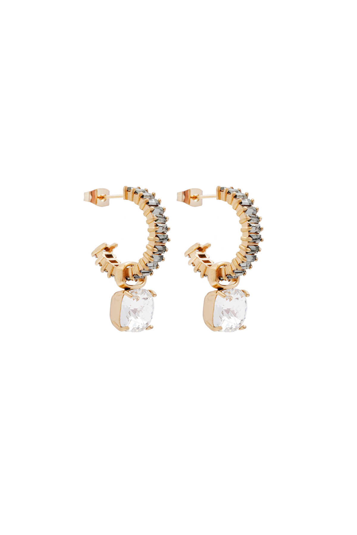 Elisabeth Crystal earrings - Clear/Charcoal