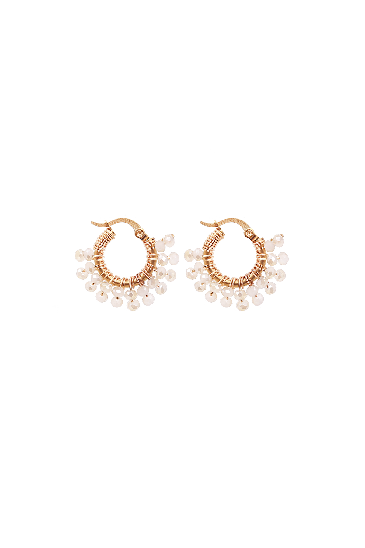 Tiny Glam loop earrings - Beige