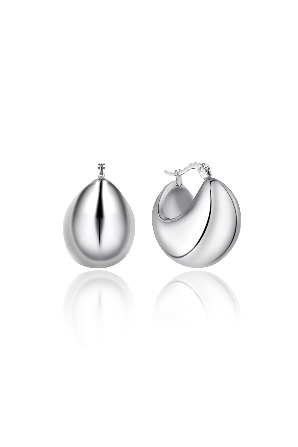 Hammock hoop earrings, Silver
