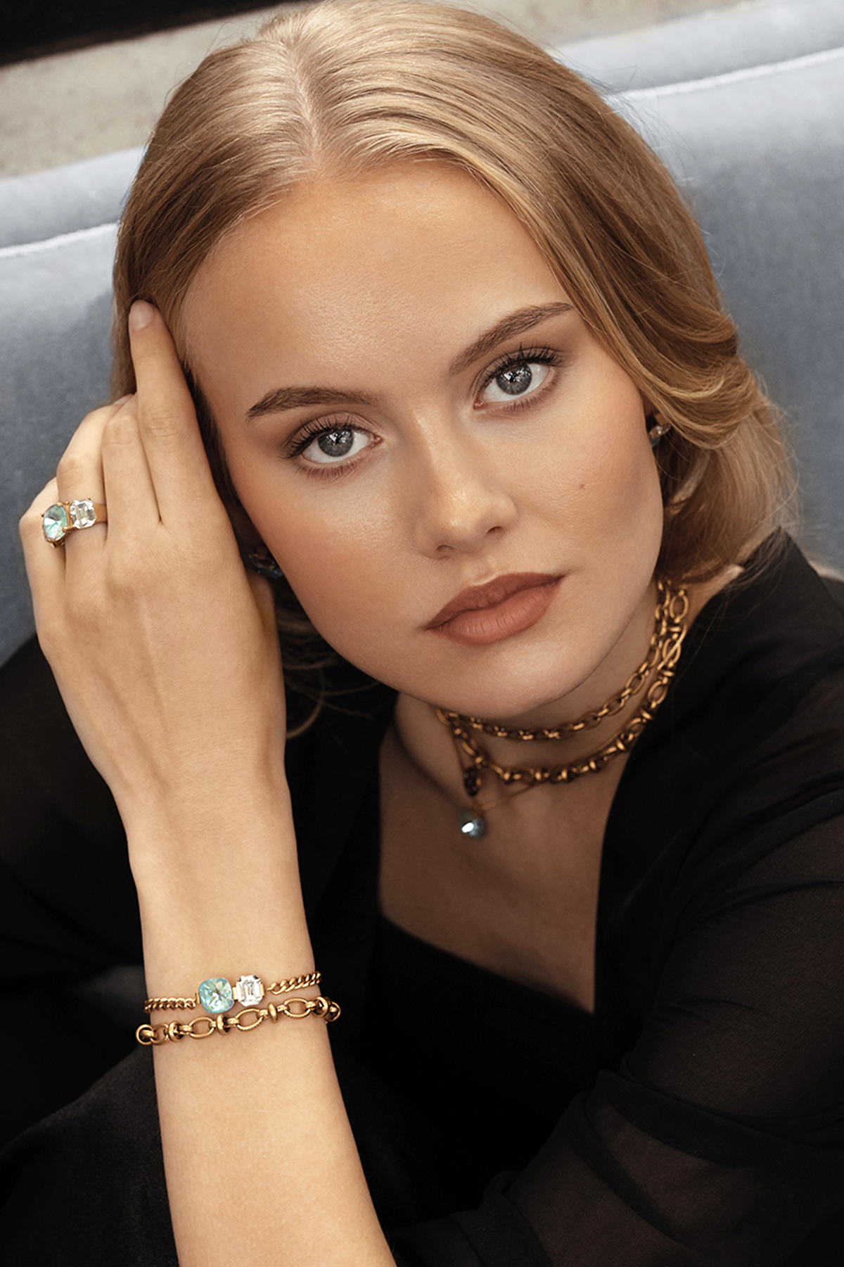Hermione Swarovski bracelet - Desert Sage