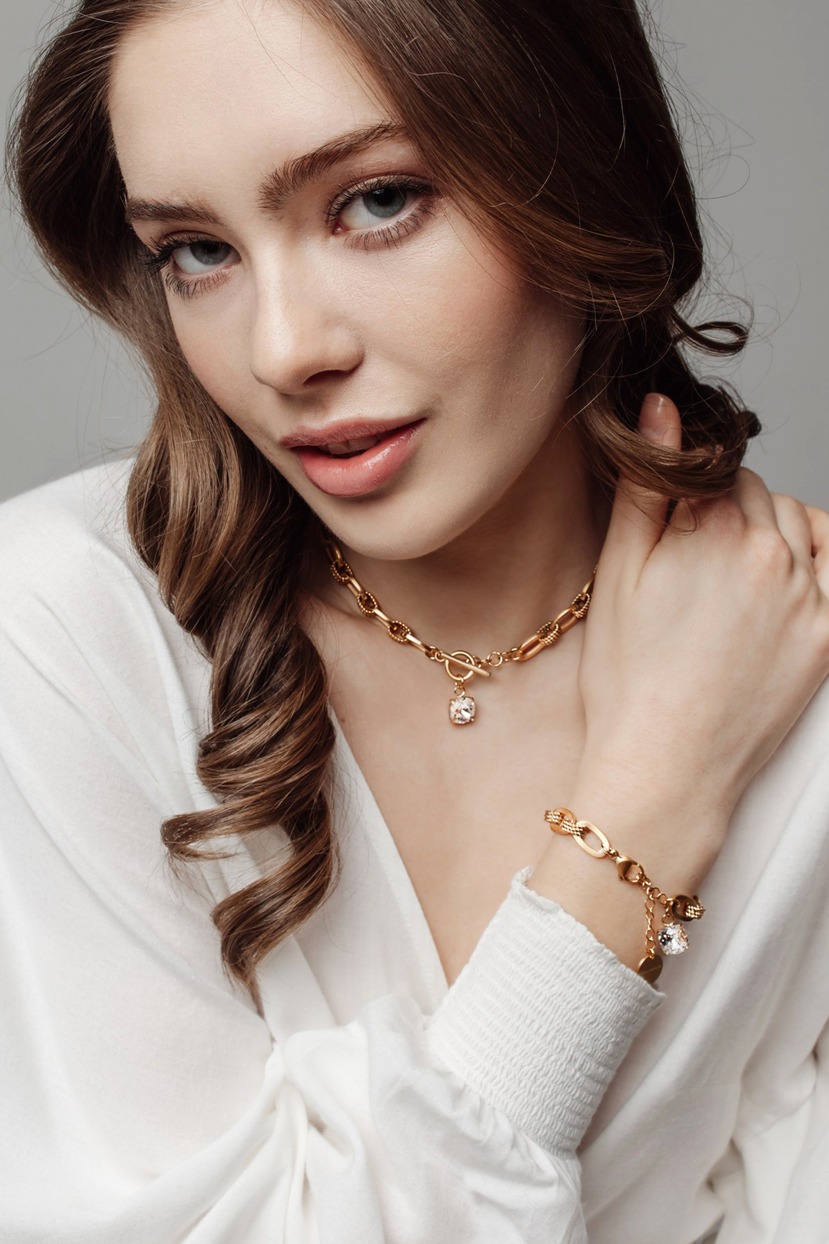 Inez chain bracelet, Clear