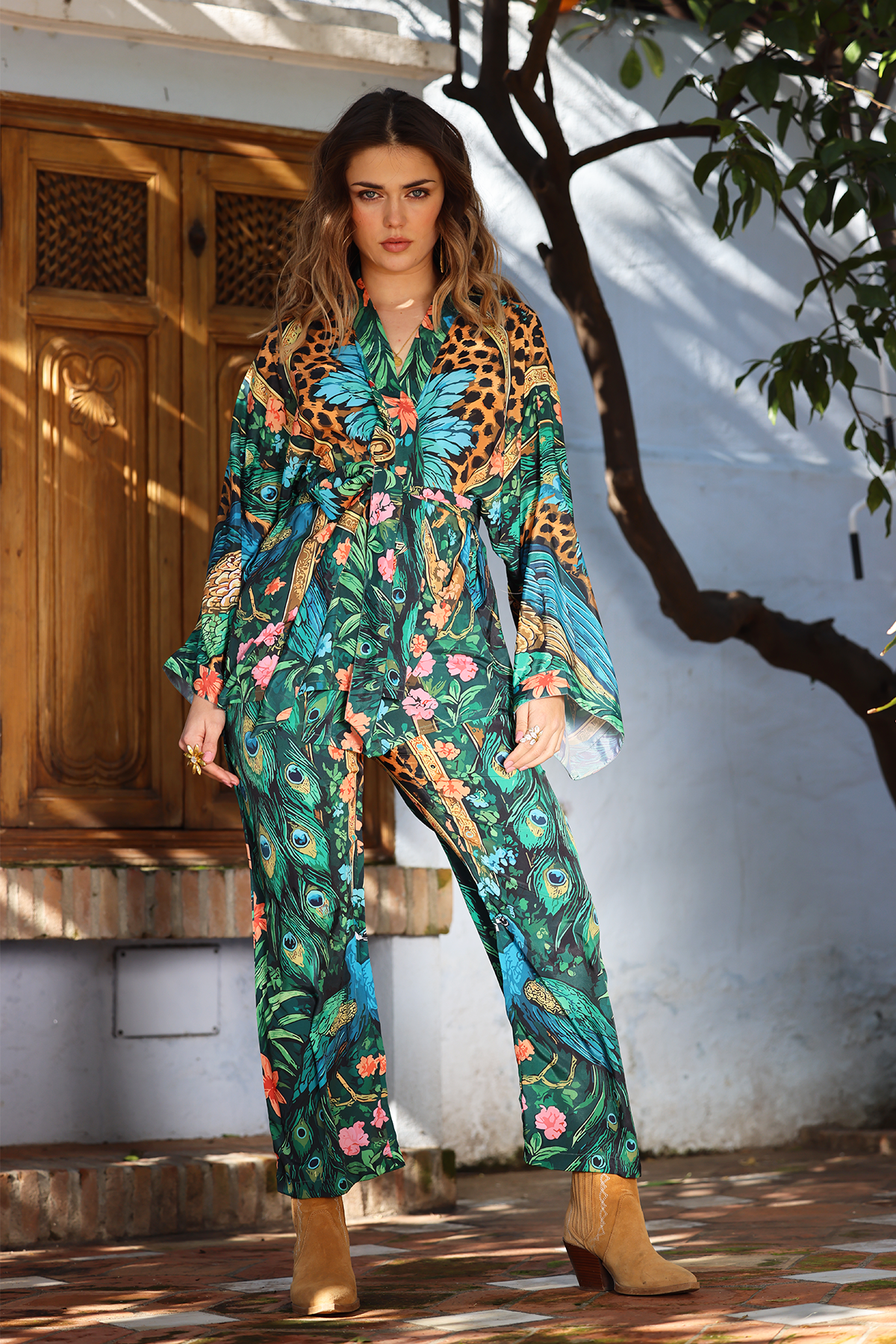 NB! FORHÅNDSSALG! Iben silkebukse - Peacock