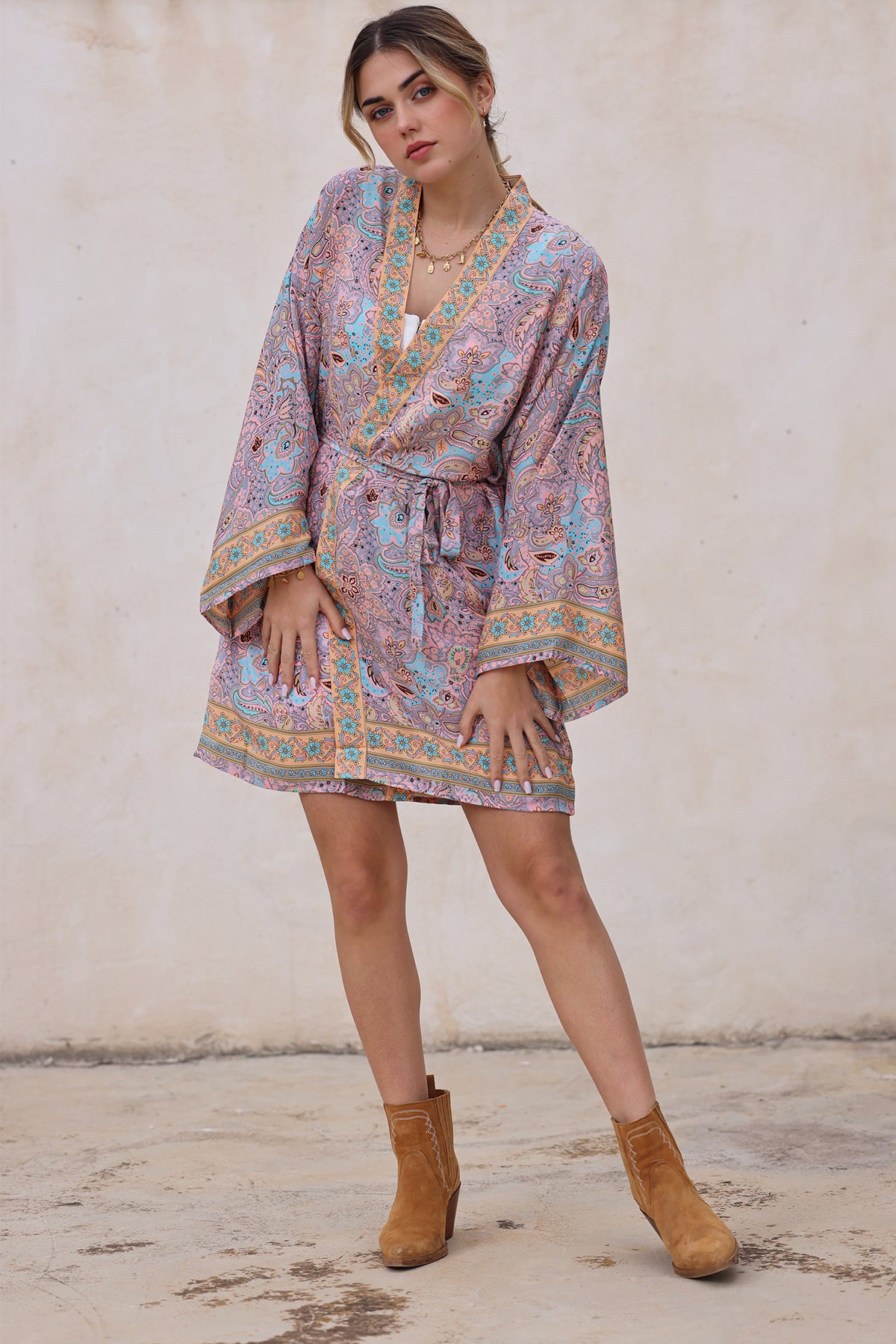 Meghan Silk Kimono - Tropical Paisley