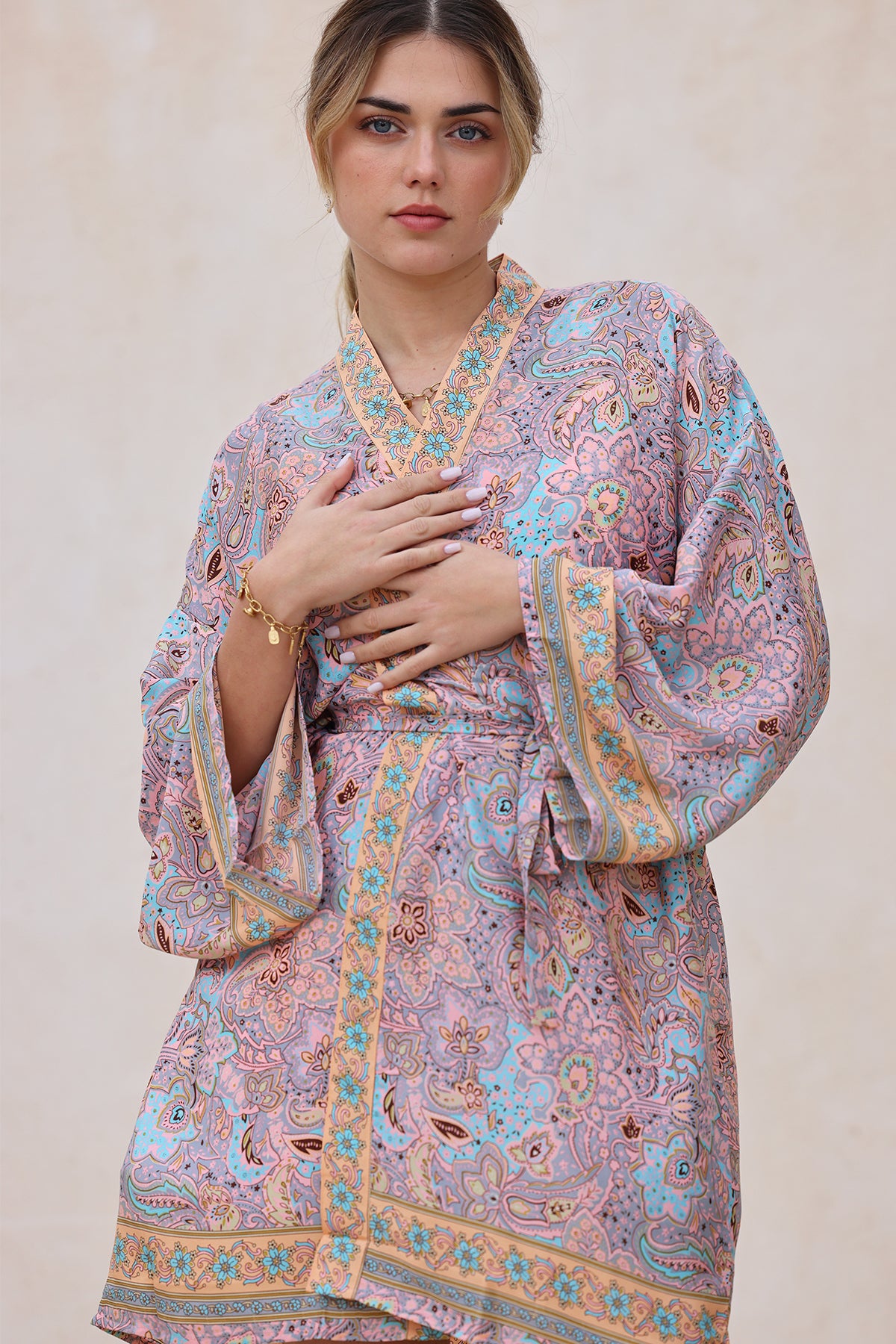 Meghan Silk Kimono - Tropical Paisley