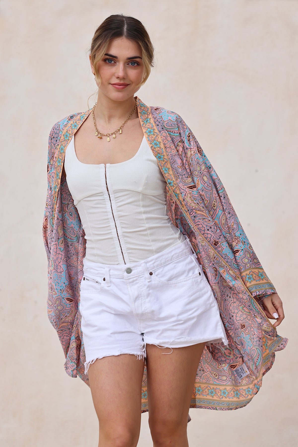Meghan Silk Kimono - Tropical Paisley