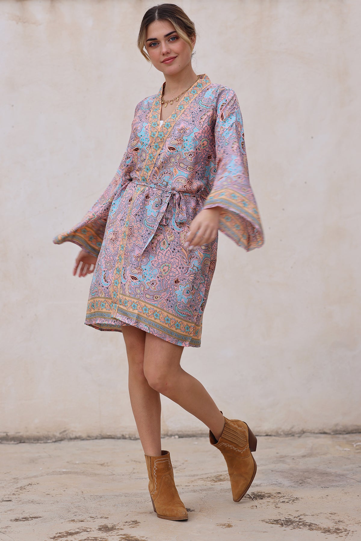 Meghan Silk Kimono - Tropical Paisley