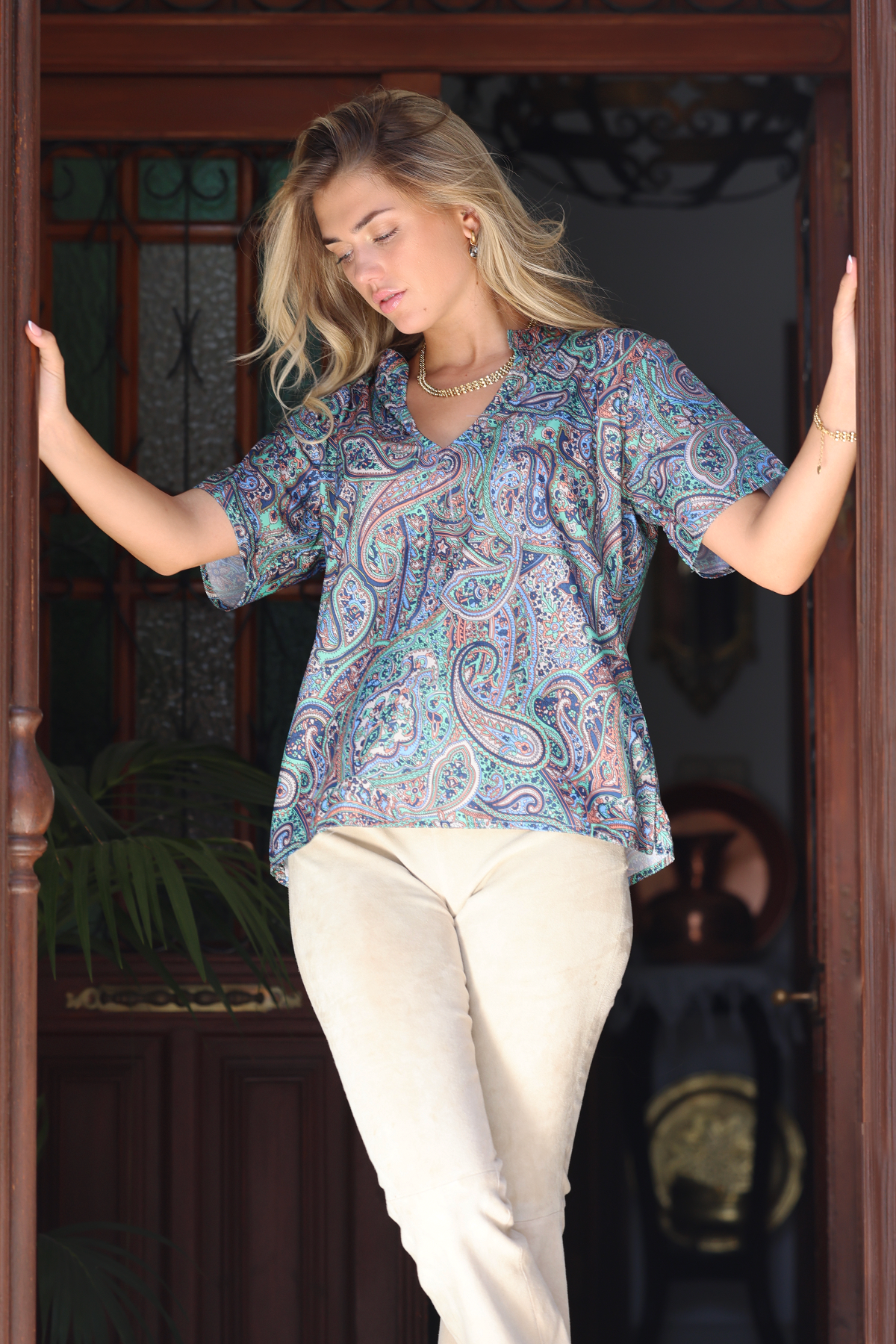 NB! PRE-ORDER Meghan silk top - Antibes