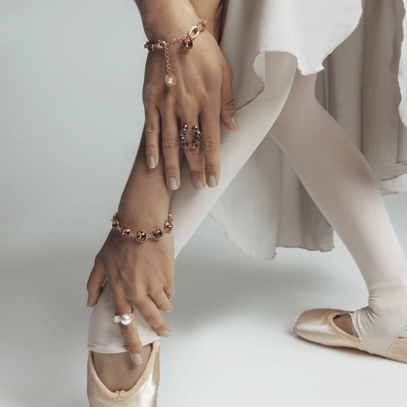 Camilla Swarovski ring - Charcoal/Smokey quarts, Adjustable