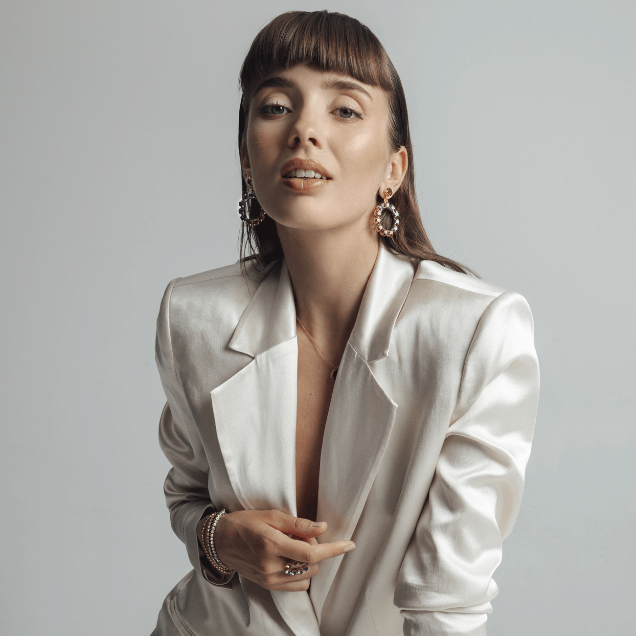 Camilla Swarovski earrings - Charcoal/Smokey quarts