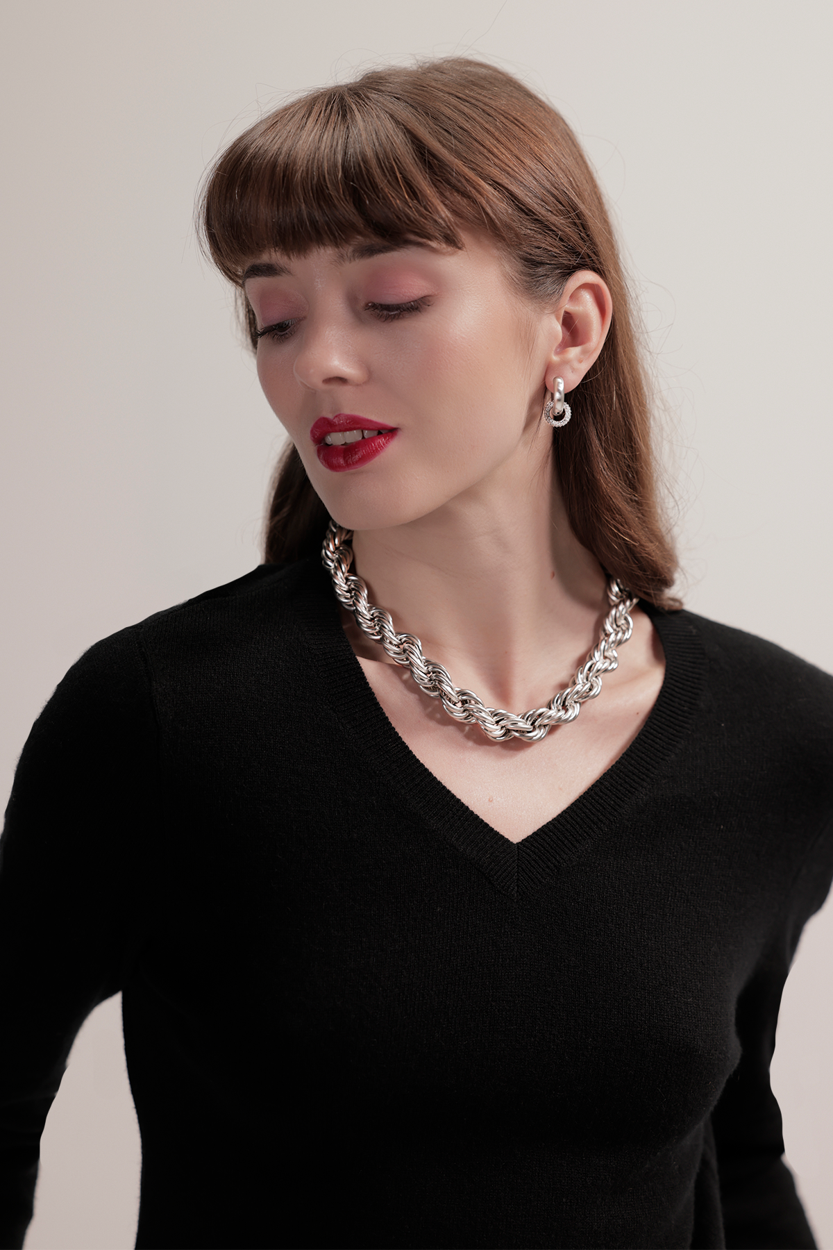 Chunky rope necklace, Silver