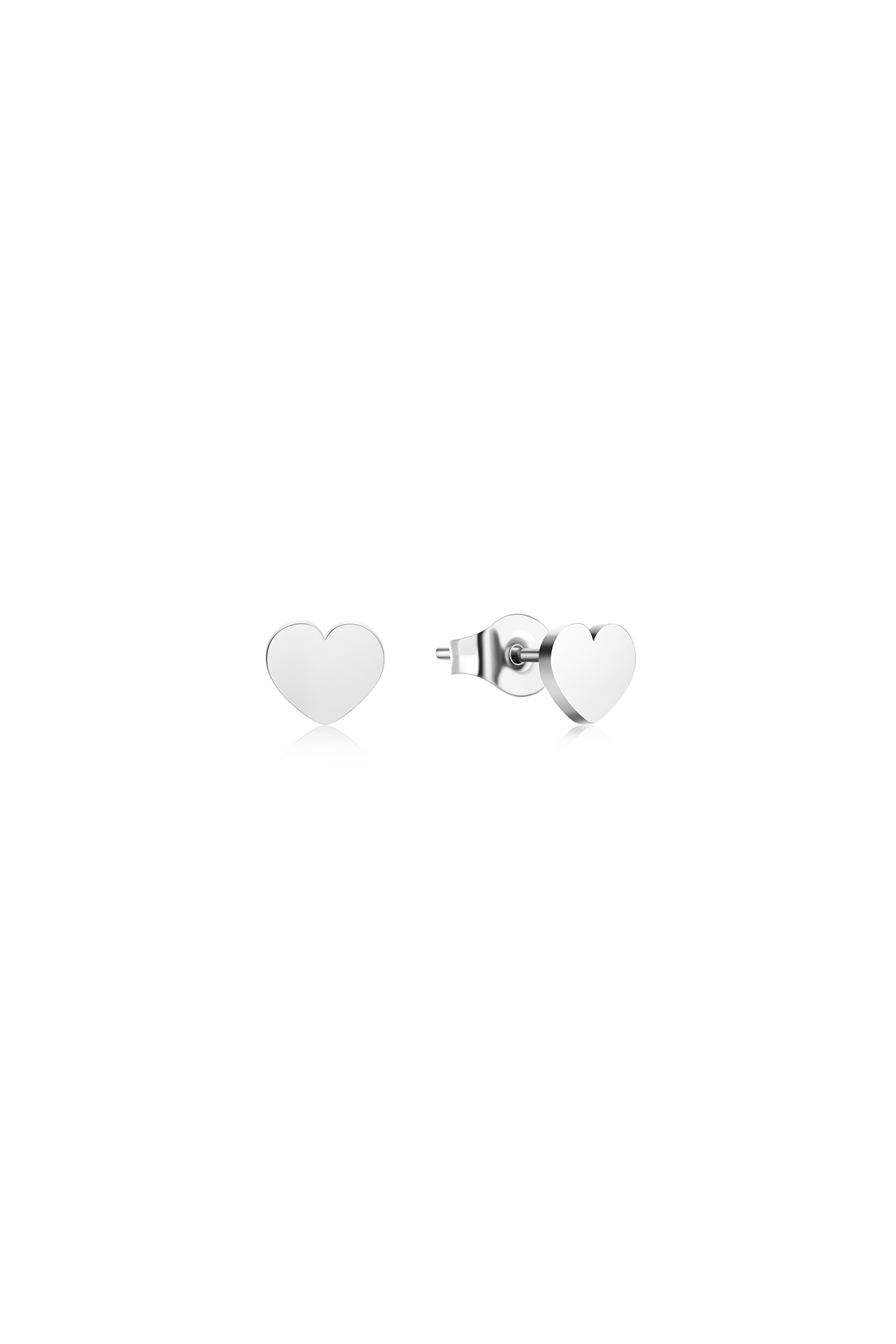 Heart stud earrings- Silver