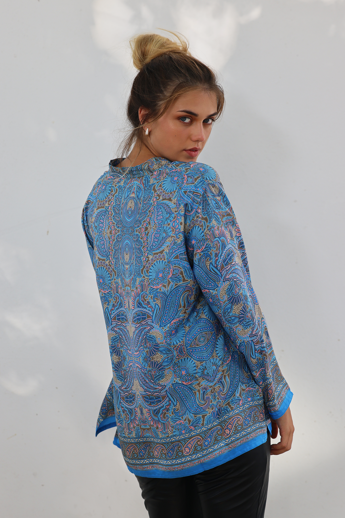 Silk blouse, Skye blue