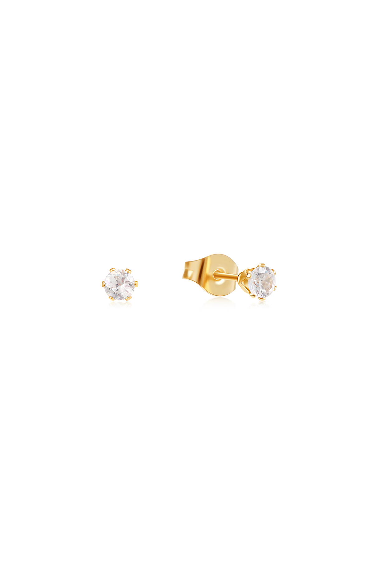 Simple stud earrings - Clear, 2 mm