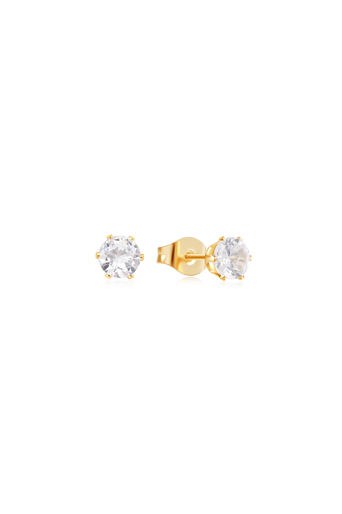 Simple stud earrings - Clear, 6 mm