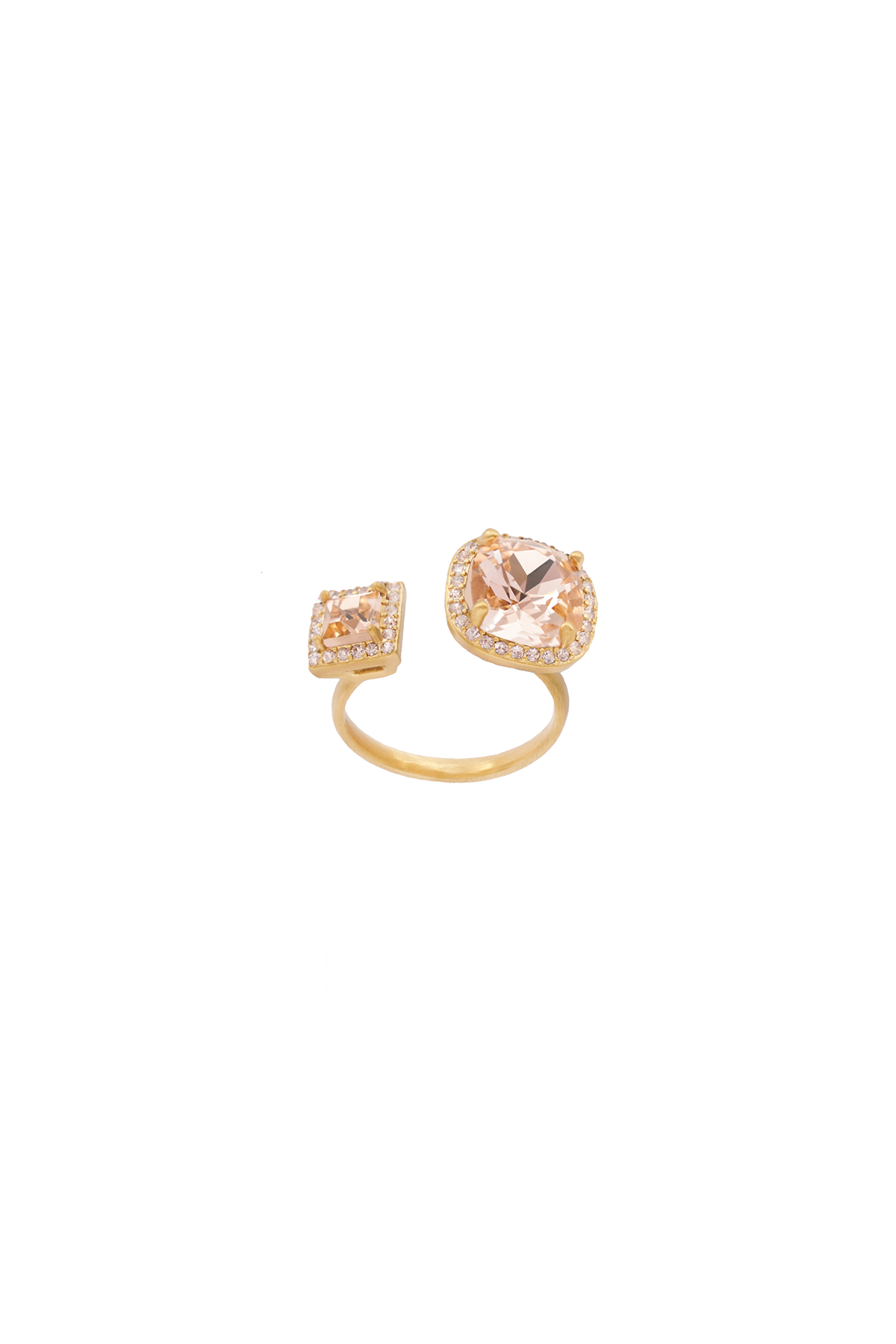 Tamara Swarovski dobbeltring, Peach - Adjustable