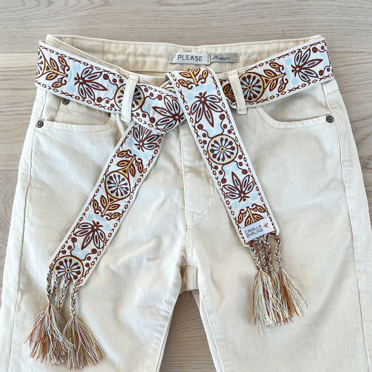 Tie belt -Mandala blue/yellow