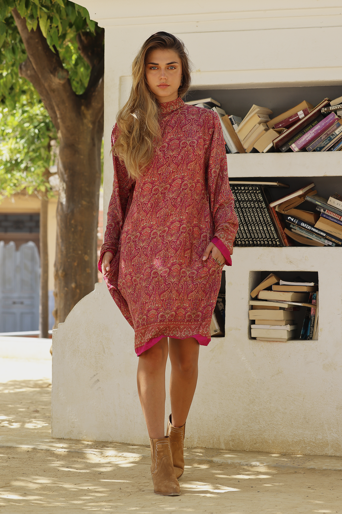 Milla Silk dress - Cranberry red