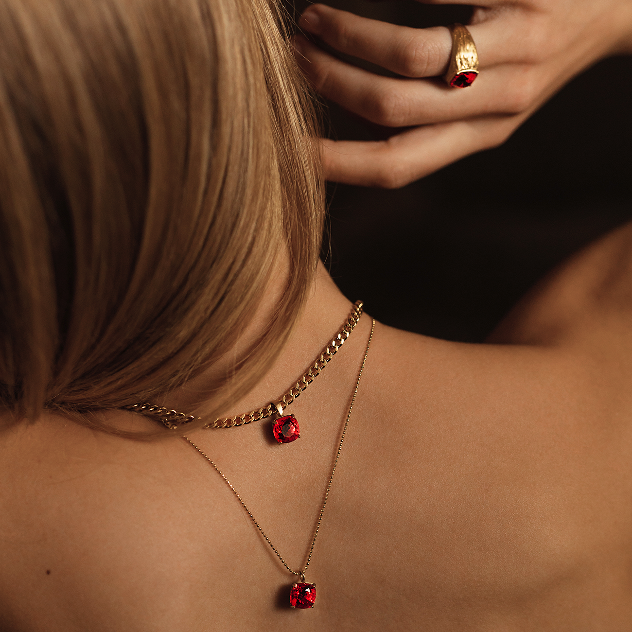 Carla Swarovski chain necklace - Light Siam