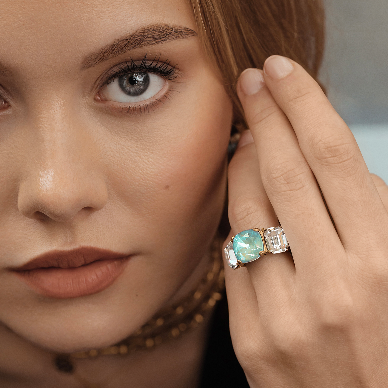 Hermione Swarovski necklace - Desert Sage