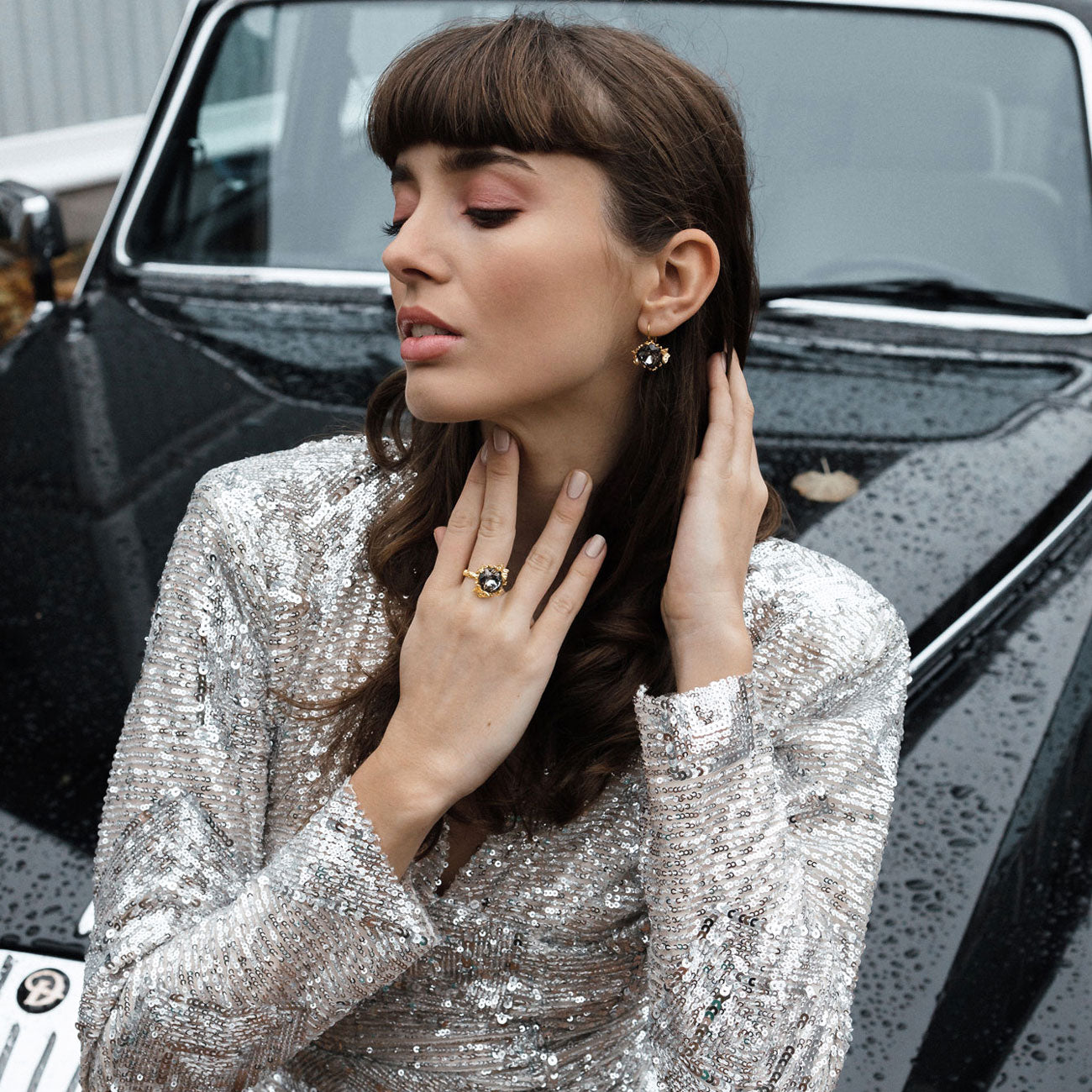 Ellie Swarovski earrings - Charcoal