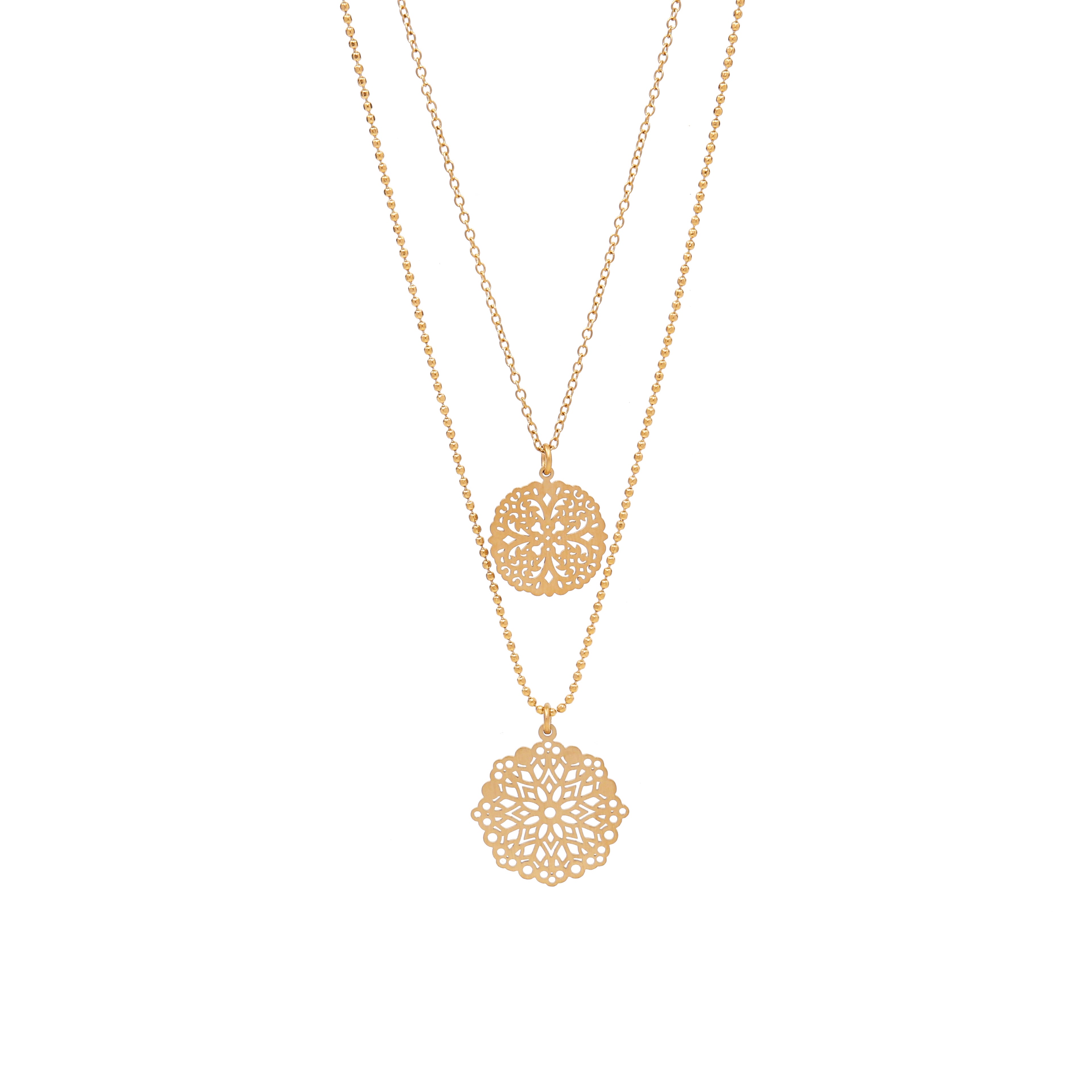 Signature Gabriela double necklace - Matt gold