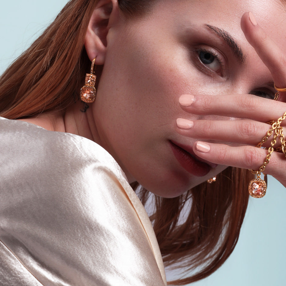 Tamara Crystal earrings, Peach