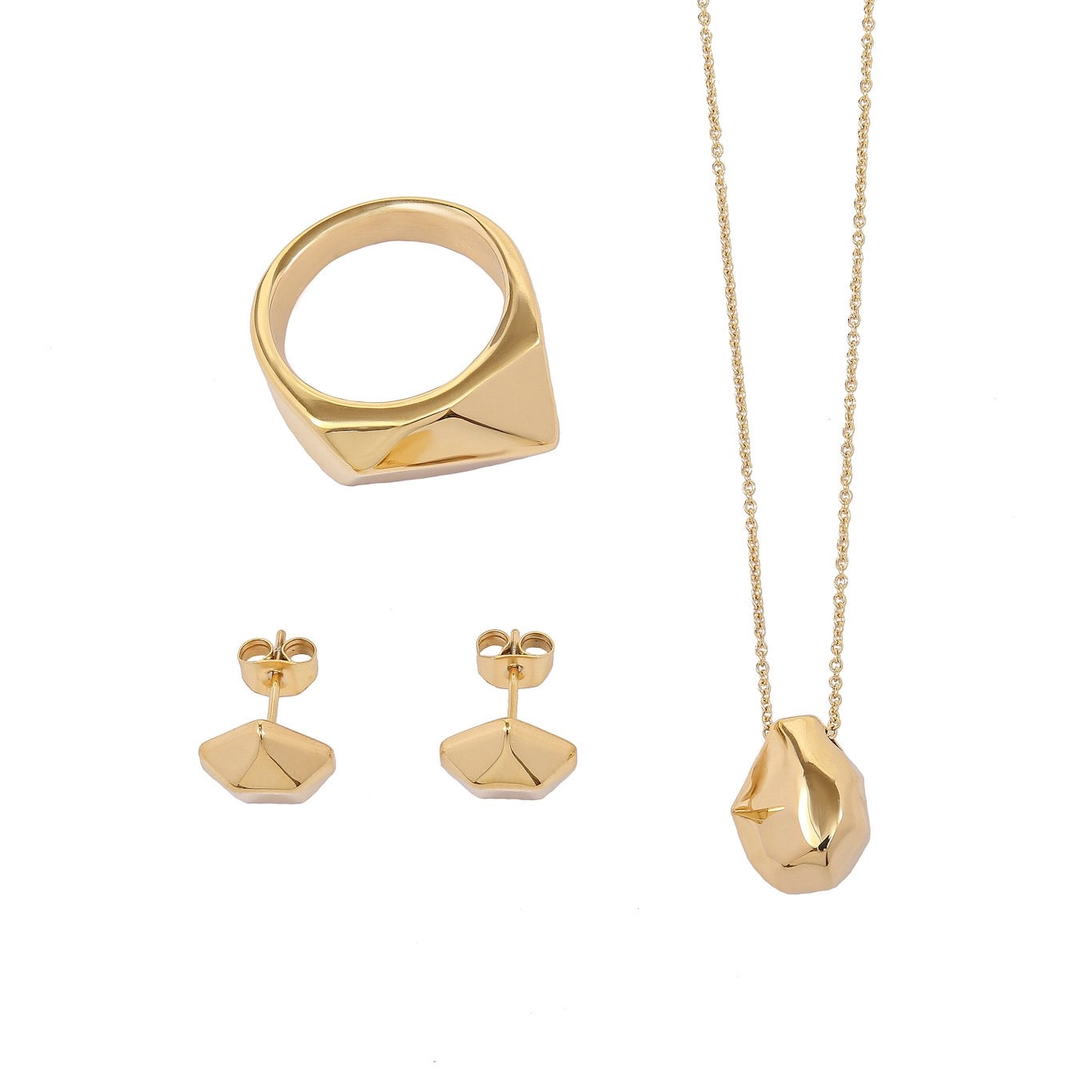 Graphical ring - Polished gold