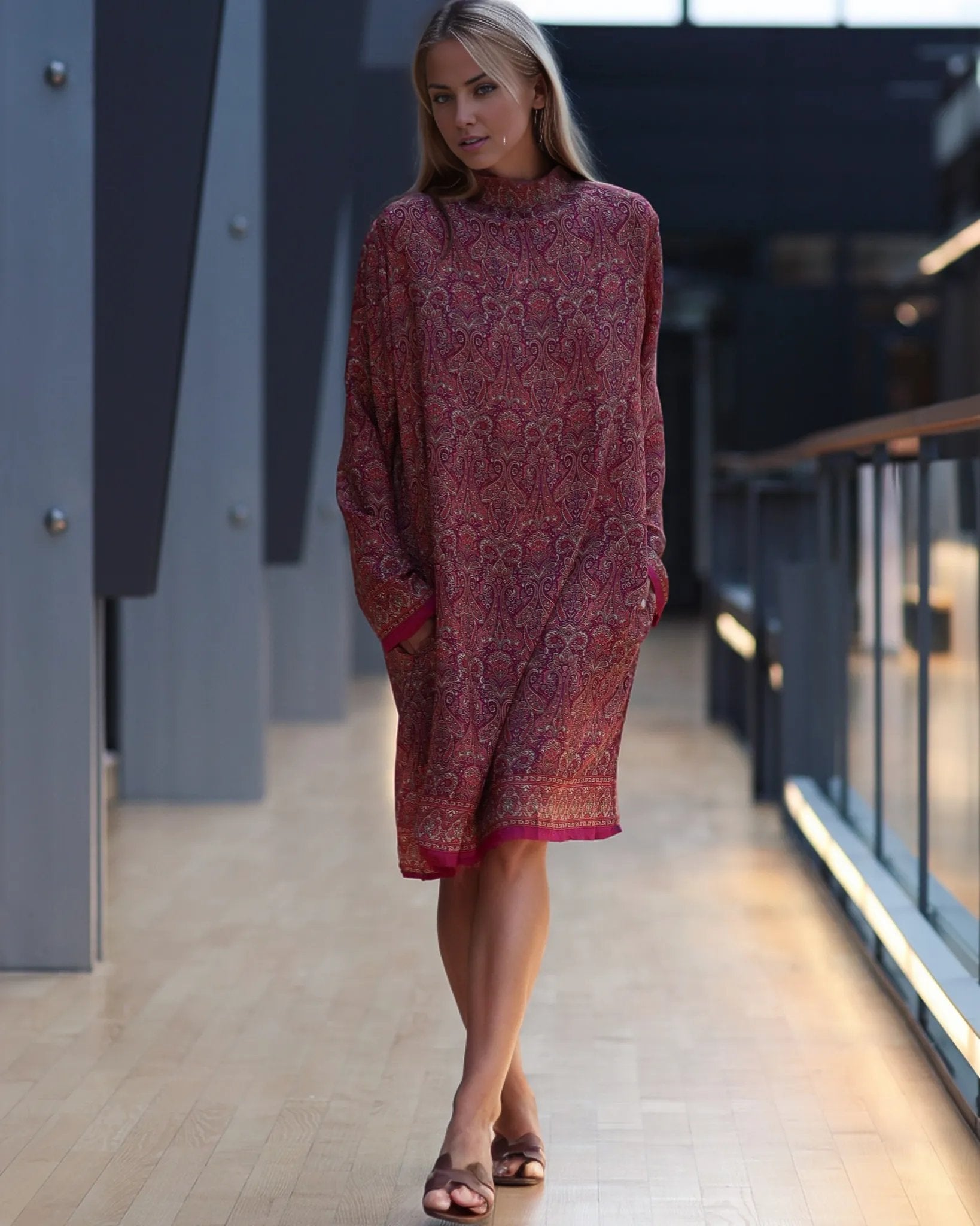 Milla Silk dress - Cranberry red