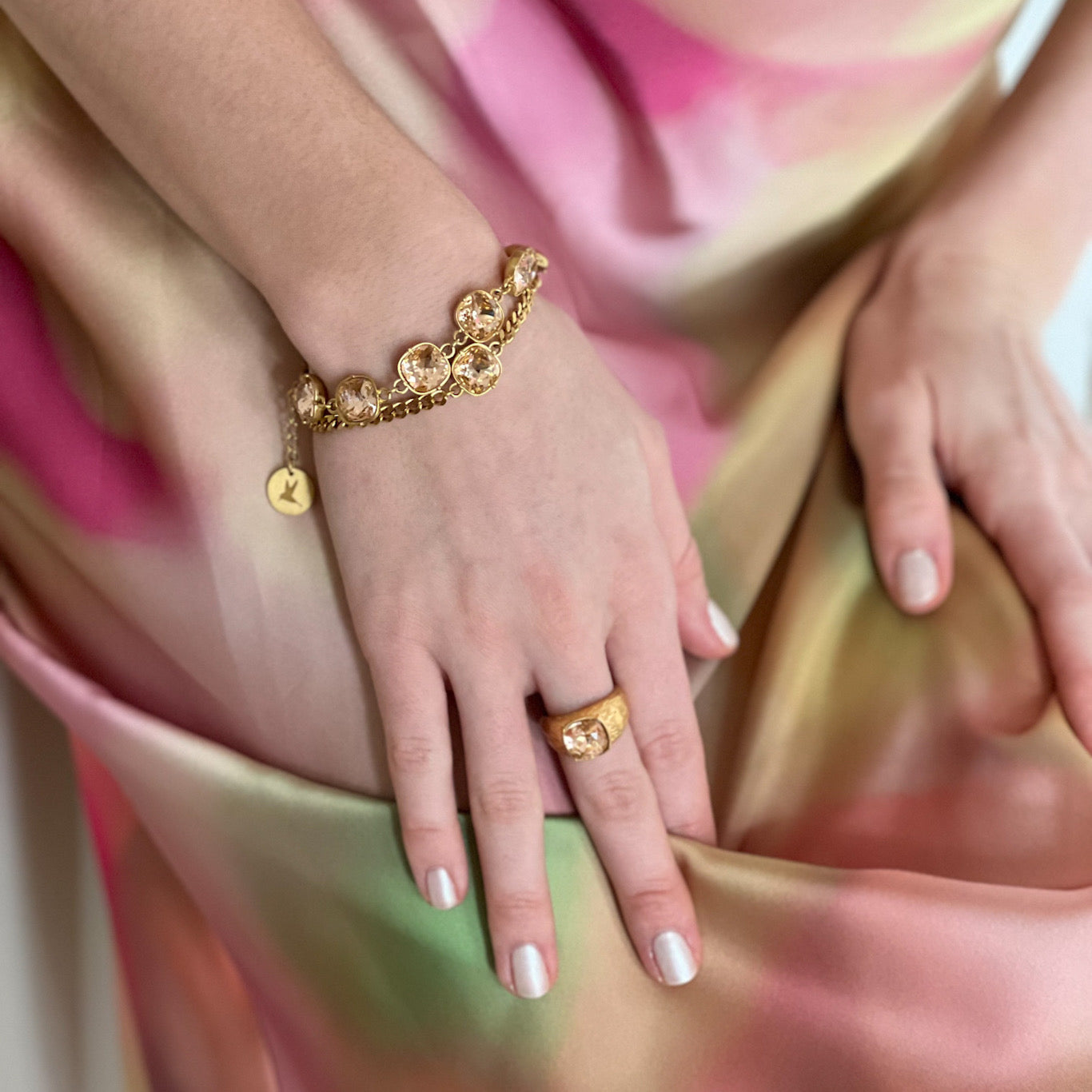 Carla Swarovski lux bracelet - Light peach