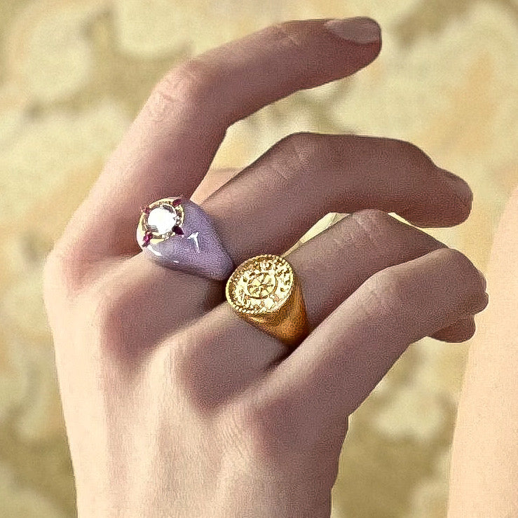 Nicoline ring, Pink enamel