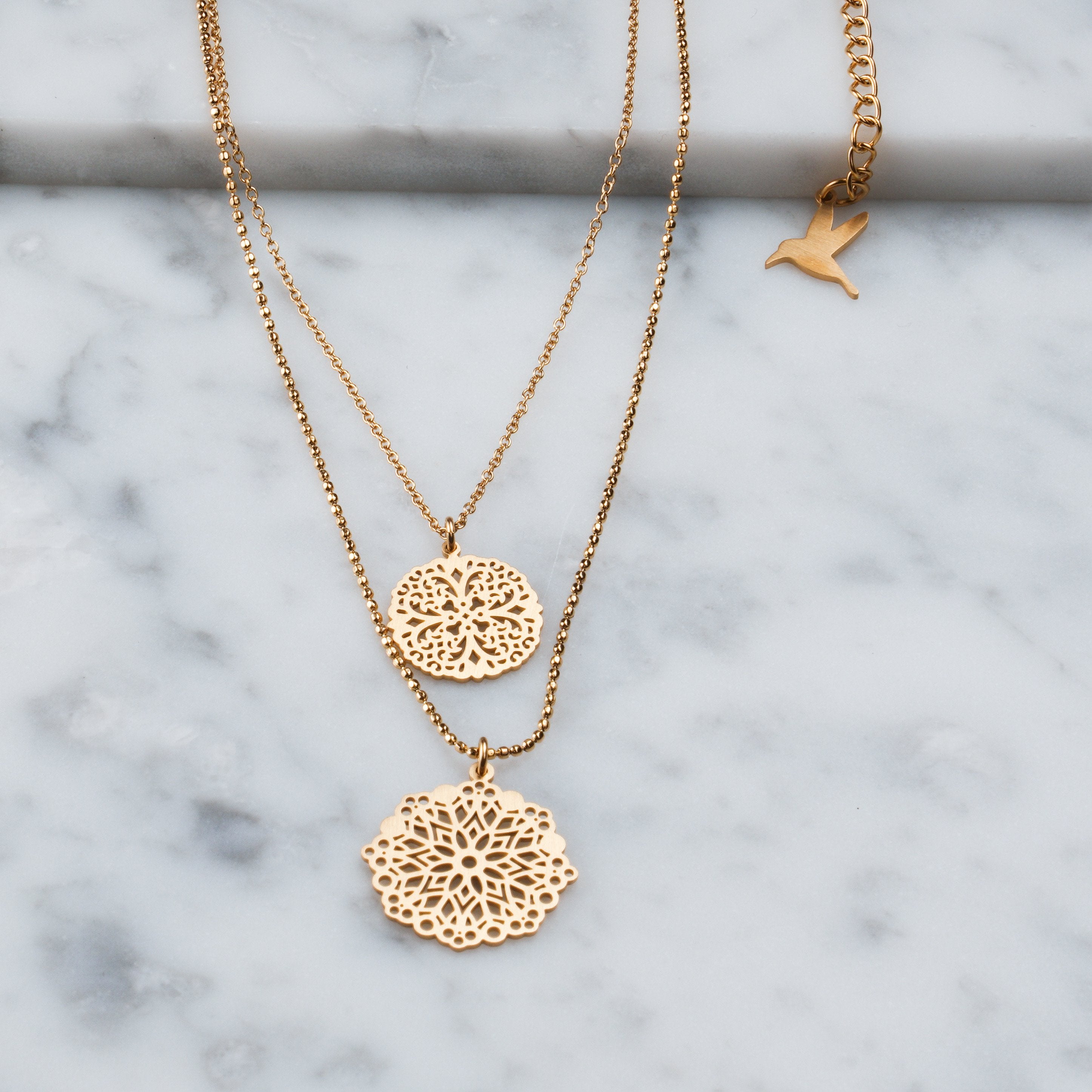 Signature Gabriela double necklace - Matt gold