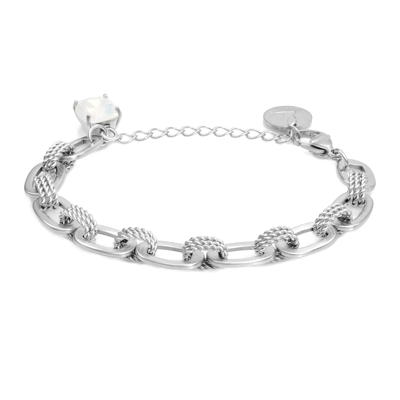 Inez chain bracelet, White opal