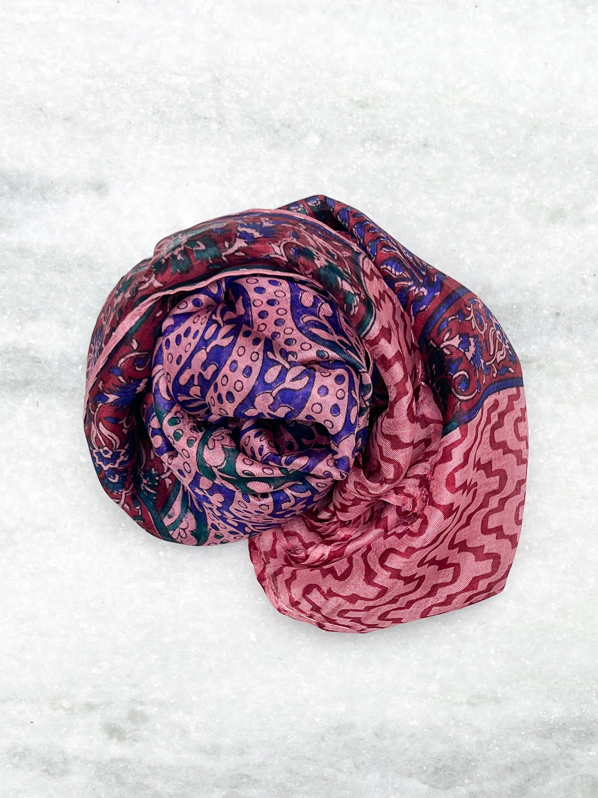 Silk scarf, Pink paisley