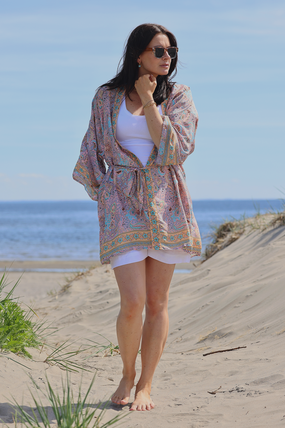 Meghan silkekimono - Tropical Paisley