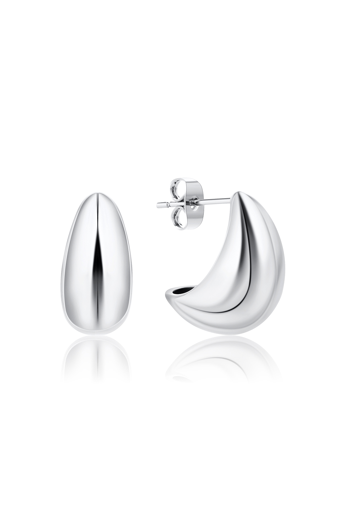 Banana half-hoop earrings, Silver