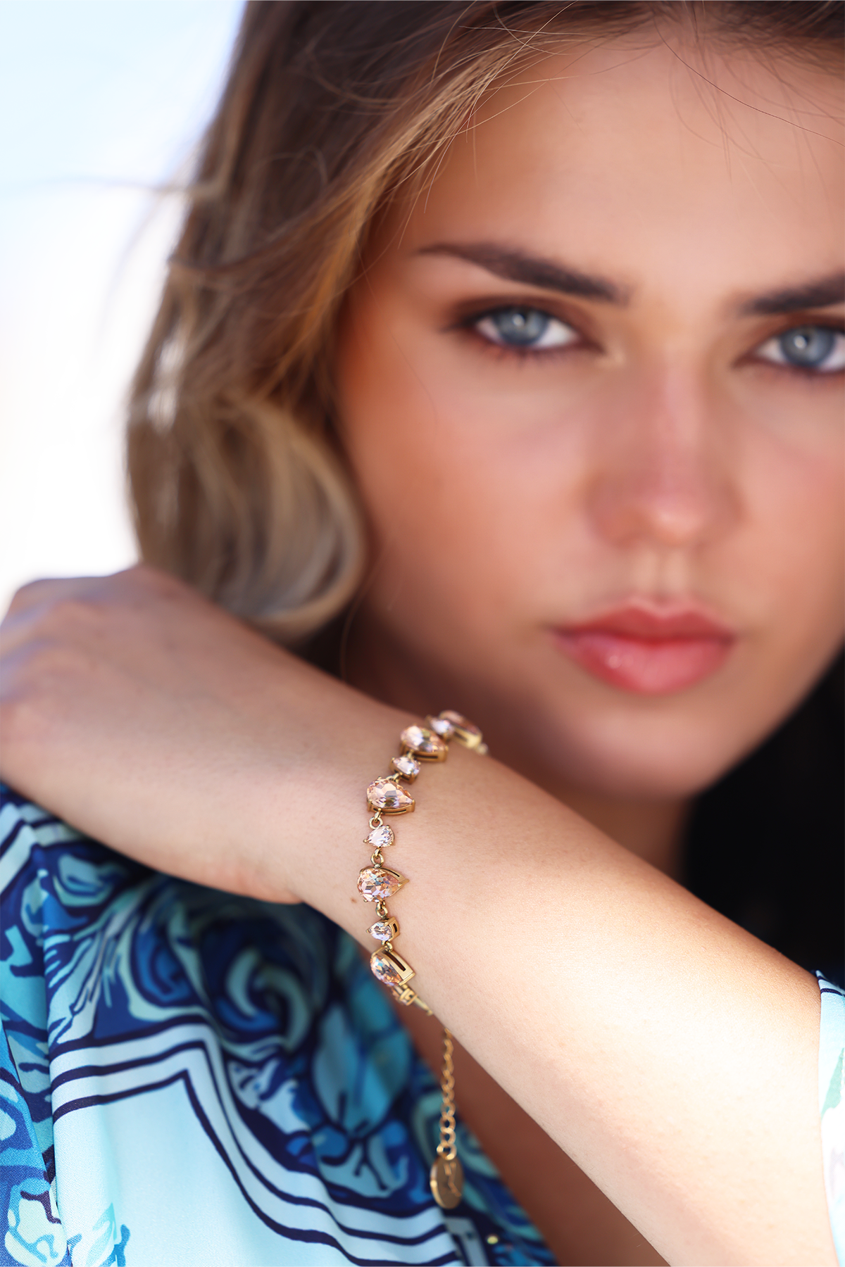 Bella crystal drop bracelet, Peach