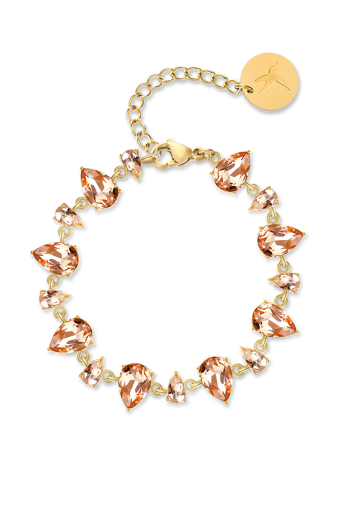 Bella crystal drop bracelet, Peach