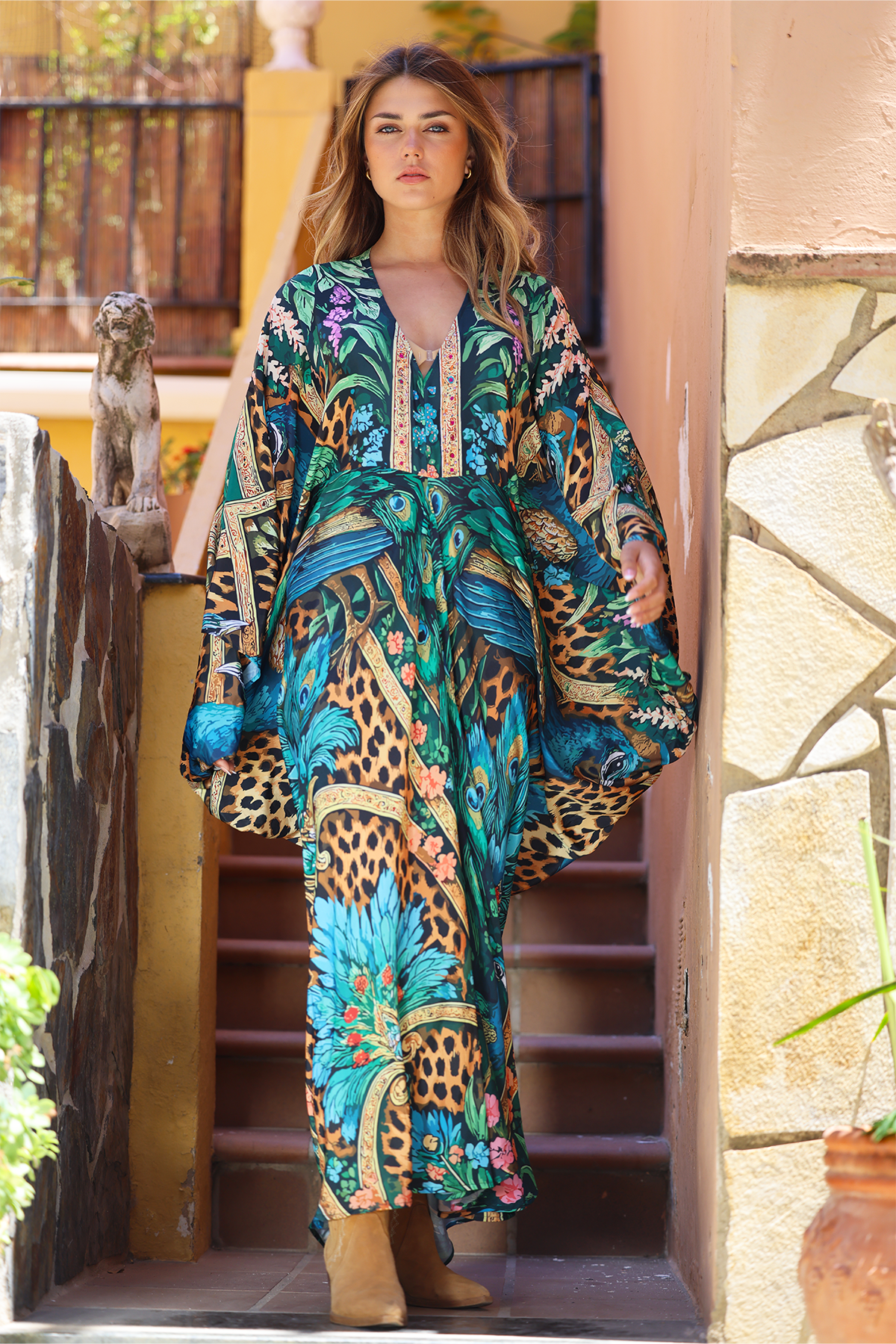 Alicia silk dress - Autumn paisley
