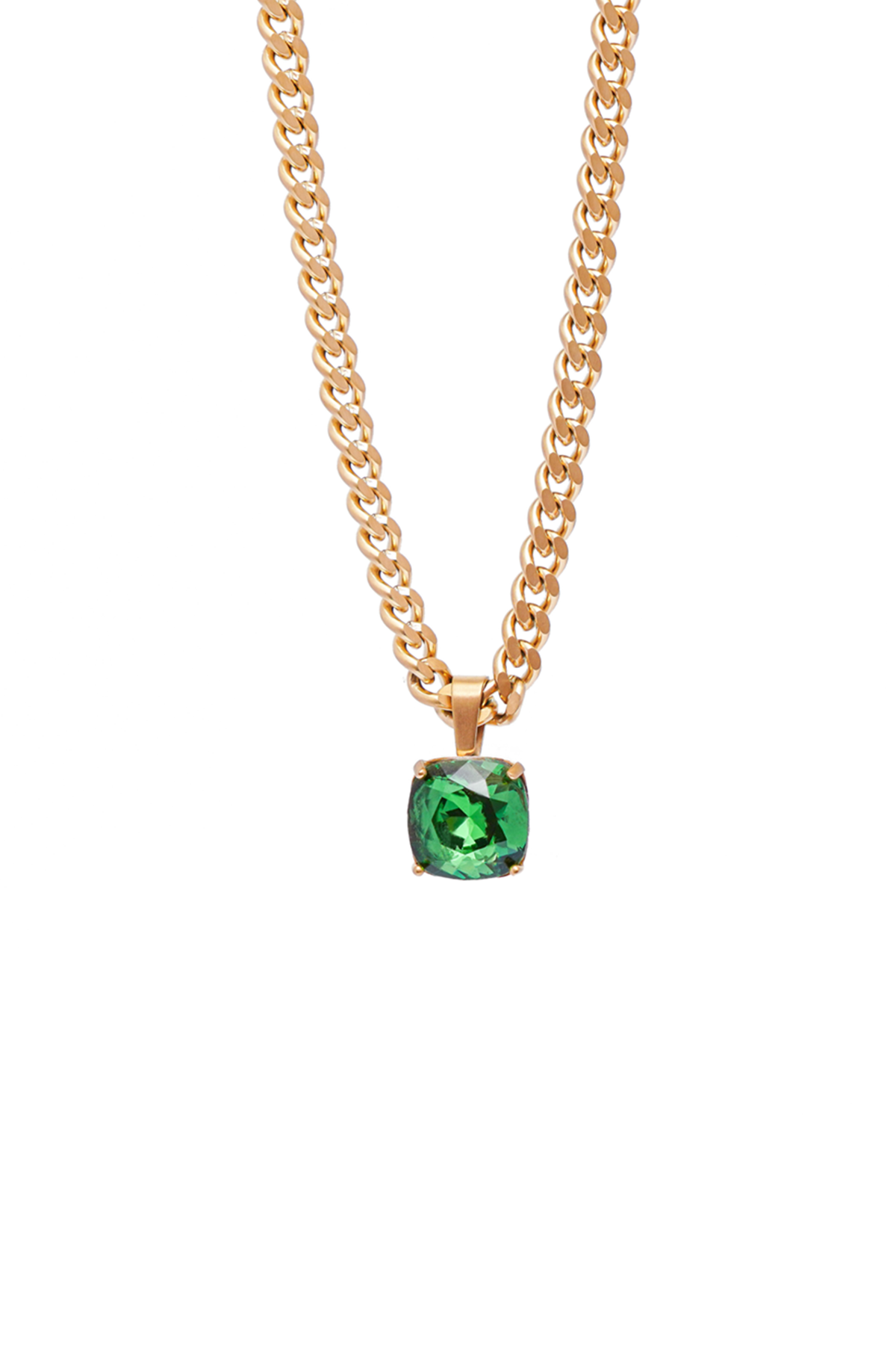 Carla Swarovski chain necklace - Dark moss