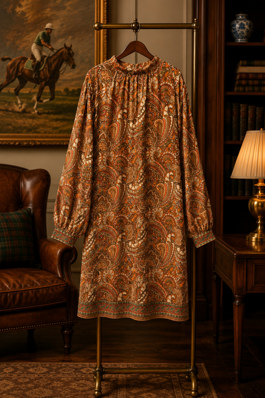 Cornelia silkekjole - Brown paisley