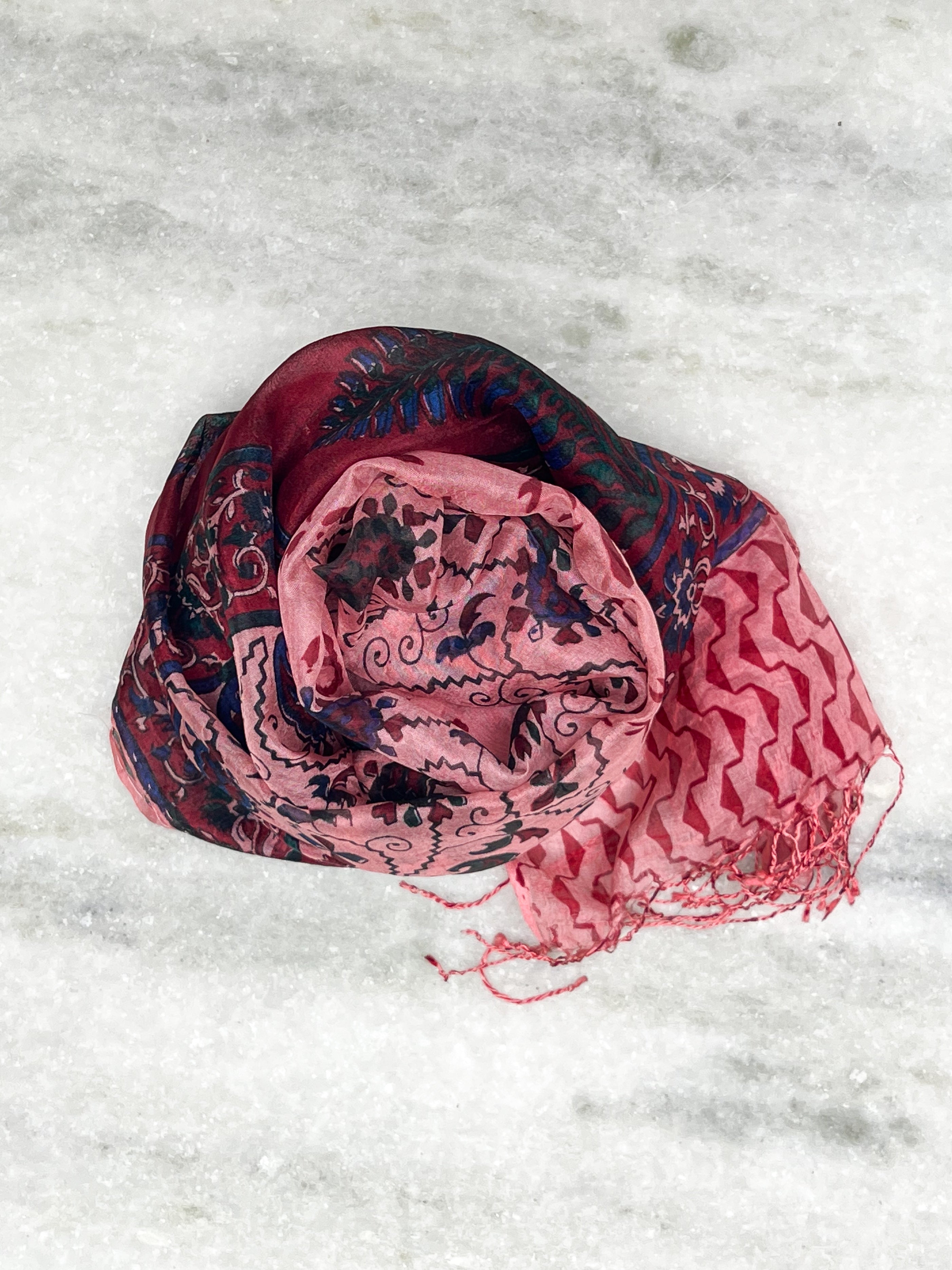 Silk scarf, Kashmir burgundy