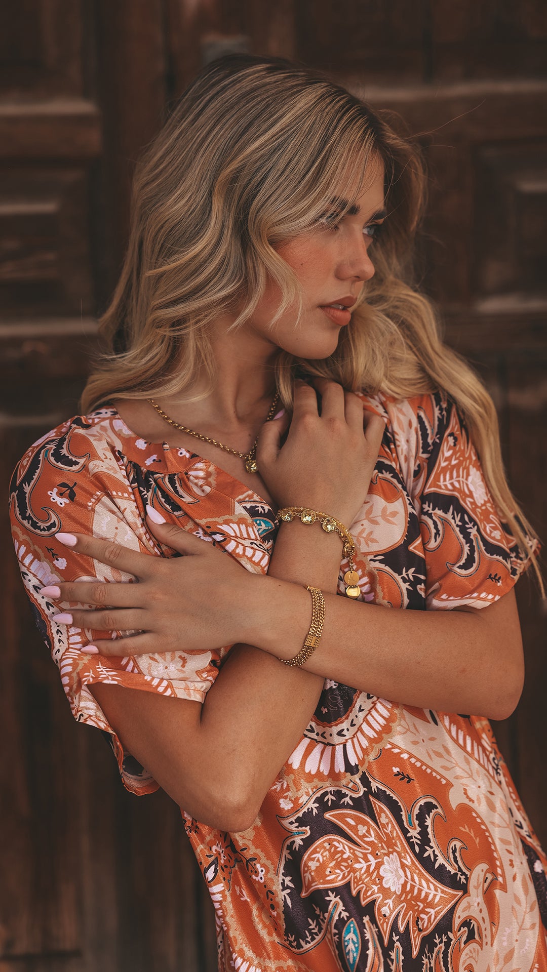 Melanie silk dress - Orange