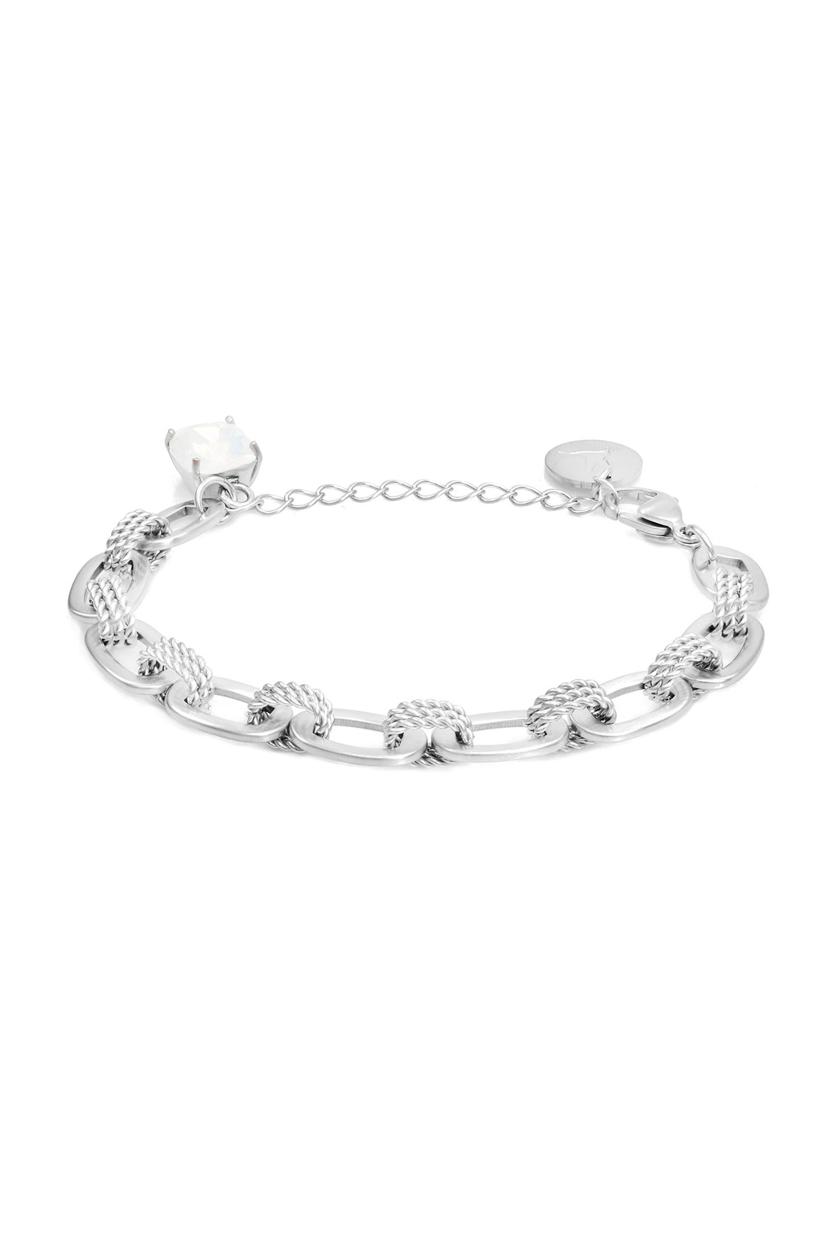 Inez chain bracelet, White opal