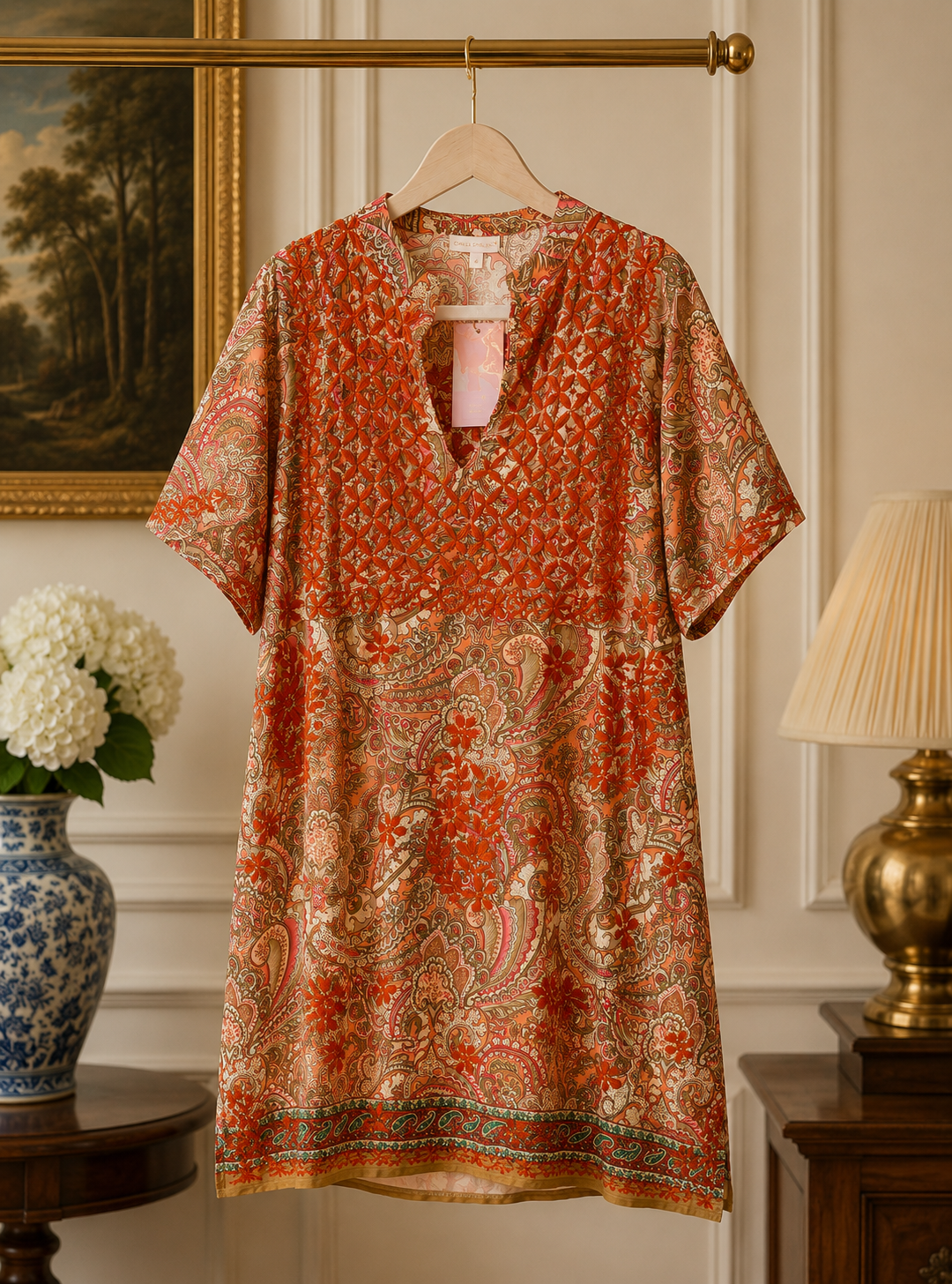 Meghan silkekjole - Brown Paisley